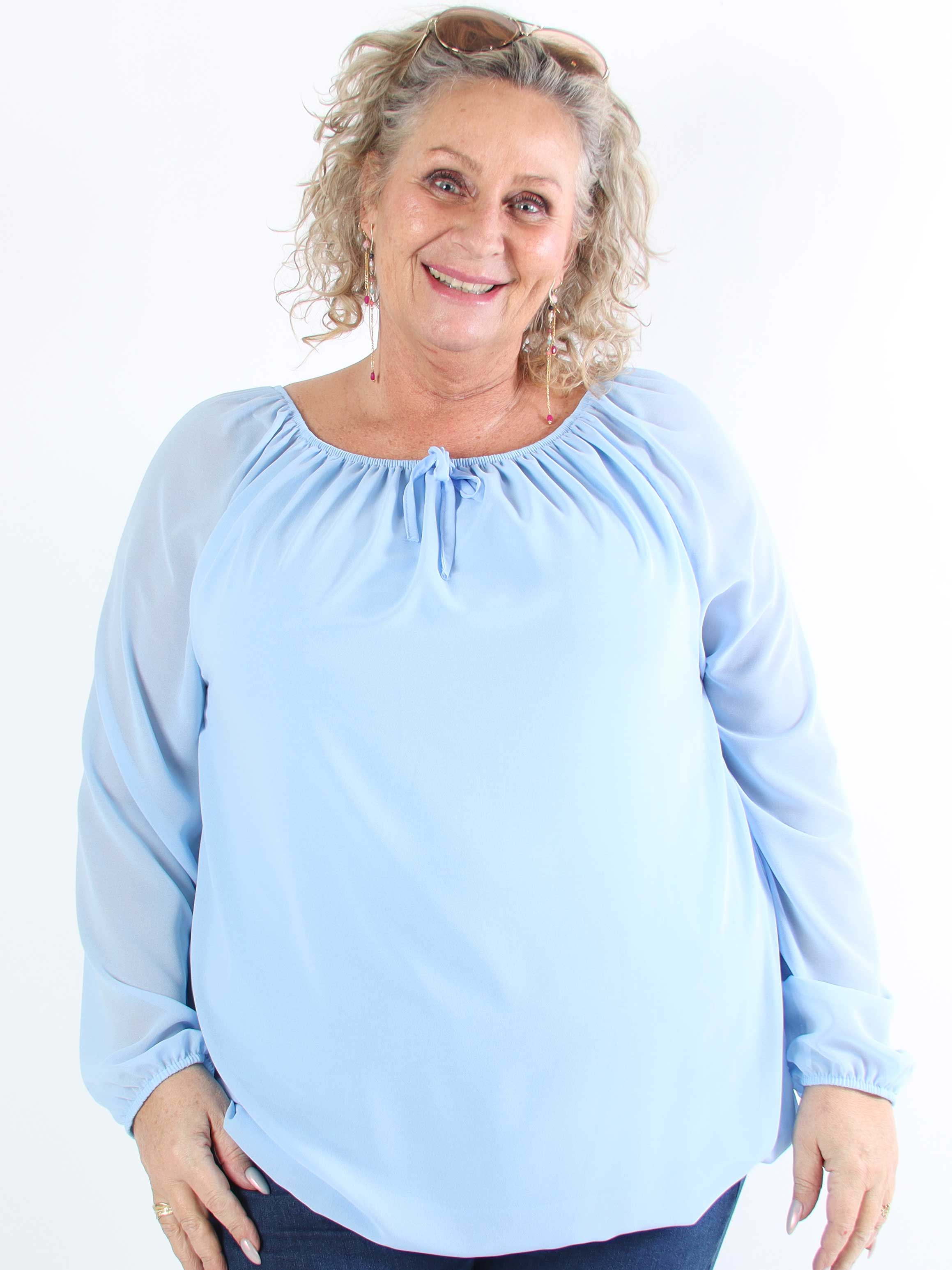 Stef - Fin tunika i chiffonlag med elastikkant